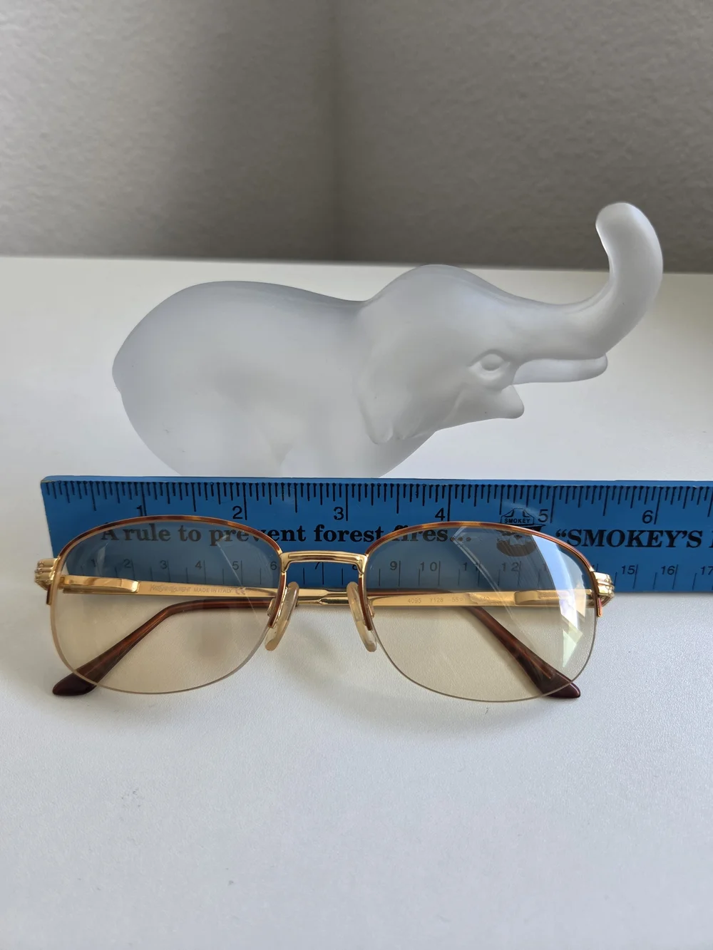 YSL Gold Tortoise Half Rim Eyeglasses